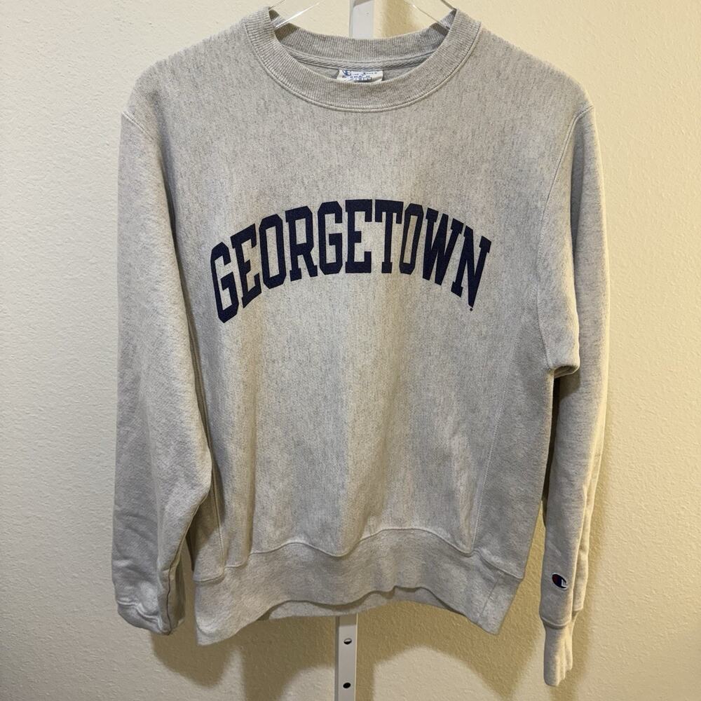 Georgetown University Hoyas Champion Crewneck Sweatshirt Reverse Weave Sz S